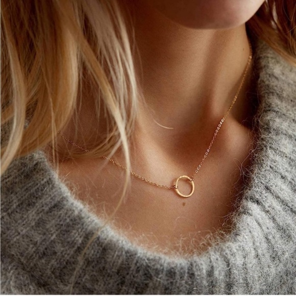 GOLD 14k Gold Plated Circle Chain Necklace - Picture 1 of 3